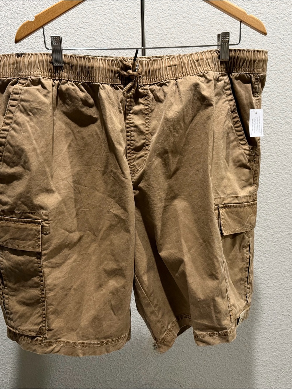No Boundaries Men's Brown Cargo Drawstring Shorts